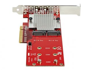 StarTech.com Dual M.2 PCIe SSD Adapter Card, x8 / x16 Dual NVMe or AHCI M.2 SSD to PCI Express 3.0, M.2 NGFF PCIe (M-Key) Compatible, Vented, Supports 2242, 2260, 2280, JBOD, Mac & PC - Full/Low-Profile Brackets (PEX8M2E2) - interface adapter - M.2 Card -