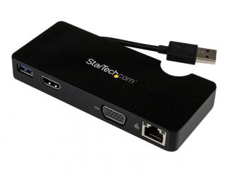 StarTech.com USB 3.0 to HDMI or VGA Adapter Dock - USB 3.0 Mini Docking Station w/ USB, GbE Ports - Portable Universal Laptop Travel Hub (USB3SMDOCKHV) - docking station - USB - HDMI - 1GbE