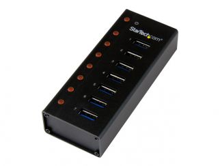 StarTech.com 7 Port USB 3.0 Hub (5 Gbps) - Metal Enclosure - Desktop or Wall Mountable - Rugged & industrial Powered USB Expander and Splitter Hub (ST7300U3M) - hub - 7 ports