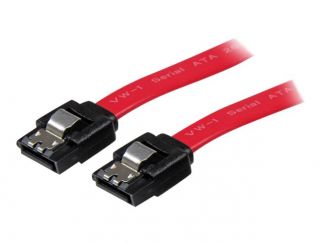 StarTech.com 18in Latching SATA Cable - SATA cable - Serial ATA 150/300/600 - SATA (R) to SATA (R) - 1.5 ft - latched - red - LSATA18 - SATA cable - 46 cm