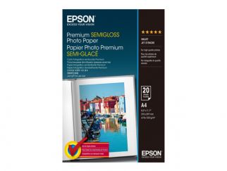 Epson Media, Media, Sheet paper, Premium Semigloss Photo Paper, Home - Photo Paper, Photo, A4, 210 mm x 297 mm, 251 g/m2, 20 Sheets, Singlepack