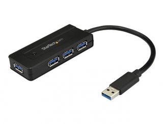 StarTech.com 4 Port USB 3.0 Hub SuperSpeed 5Gbps with Fast Charge Portable USB 3.1/USB 3.2 Gen 1 Type-A Laptop/Desktop Hub, USB Bus Power or Self Powered for High Performance, Mini/Compact - 15W of Shared Power (ST4300MINI) - hub - 4 ports
