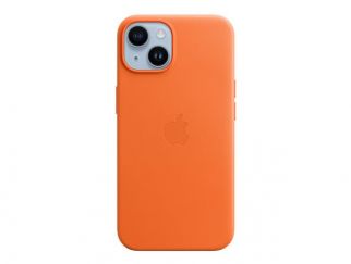 Apple - Back cover for mobile phone - MagSafe compatibility - leather - orange - for iPhone 14