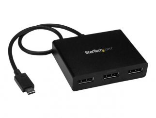 StarTech.com 3 Port Multi Monitor Adapter USB-C to 3x DisplayPort 1.2 Video Splitter USB Type-C to DP MST Hub, Dual 4K 30Hz or Triple 1080p, Compatible with Thunderbolt 3, Windows Only - Multi Stream Transport (MSTCDP123DP) - external video adapter