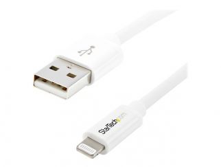 StarTech.com 1m (3ft) White Apple 8-pin Lightning Connector to USB Cable for iPhone / iPod / iPad - Charge and Sync Cable - 1 meter (USBLT1MW) - Lightning cable - Lightning male to USB male - 1 m - double shielded - white - for P/N: KITBXAVHDPEU, KITBXAVH