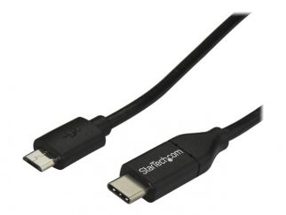 StarTech.com USB C to Micro USB Cable 2m 6ft - USB-C to Micro USB Charge Cable - USB 2.0 Type C to Micro B - Thunderbolt 3 Compatible (USB2CUB2M) - USB cable - 24 pin USB-C (M) to Micro-USB Type B (M) - USB 2.0 - 2 m - black