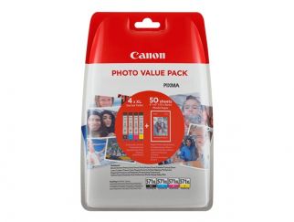 Canon CLI-571 XL C/M/Y/BK Photo Value Pack - 4-pack - 11 ml - black, yellow, cyan, magenta - original - ink tank / paper kit - for PIXMA TS5051, TS5053, TS5055, TS6050, TS6051, TS6052, TS8051, TS8052, TS9050, TS9055