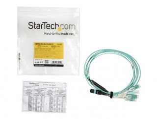StarTech.com MTP to LC Breakout Cable - 6 ft / 2m - OM3 Multimode - 40Gb - Pull Tab - Plenum - MPO / MTP Connector - Fiber Optic Cable (MPO8LCPL2M) - breakout cable - 2 m - aqua
