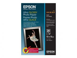 Epson Media, Media, Sheet paper, Ultra Glossy Photo Paper, Office - Photo Paper, Home - Photo Paper, Photo, 10 x 15 cm, 100 mm x 150 mm, 300 g/m2, 20 Sheets