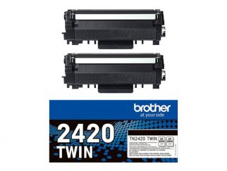 Brother TN2420 TWIN - 2-pack - High Yield - black - original - toner cartridge - for Brother DCP-L2510, L2530, L2537, L2550, HL-L2350, L2370, L2375, MFC-L2713, L2730, L2750