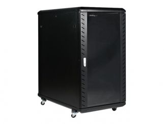 StarTech.com 22U Server Rack Cabinet with secure locking door - 4 Post Adjustable Depth (5.5" to 28.7") - 1768 lb capacity - 19 inch Portable Network Equipment Enclosure on wheels/casters (RK2236BKF) - rack - 22U