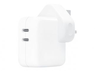 Apple 35W Dual USB-C Port Power Adapter - Power adapter - 35 Watt - output connectors: 2 - United Kingdom - for 10.2-inch iPad, 10.9-inch iPad Air, AirPods Max, AirPods Pro, iPhone 11, 12, 13, SE
