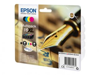 Epson Ink Cartridges, DURABrite" Ultra, 16XL, Pen and crossword, Multipack, 1 x 6.5 ml Yellow, 1 x 6.5 ml Cyan, 1 x 6.5 ml Magenta, 1 x 12.9 ml Black