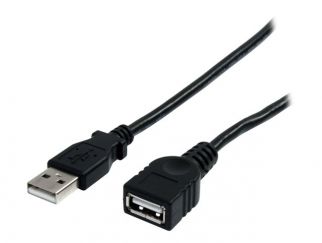 StarTech.com 10 ft Black USB 2.0 Extension Cable A to A - 10ft USB 2.0 Extension Cable - 10ft USB male female Cable (USBEXTAA10BK) - USB extension cable - USB (M) to USB (F) - USB 2.0 - 3 m - black - for P/N: 35FCREADBK3, ICUSB2321F, ICUSB232PRO, ICUSB232