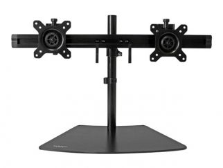 StarTech.com Dual Monitor Mount - Supports Monitors 12" to 24" - Adjustable - VESA Monitor Stand for Desk - Low Profile Base - Horizontal - Black (ARMBARDUO) - Stand - adjustable arm - for LCD display - plastic, aluminium, steel - black - screen size: 24"