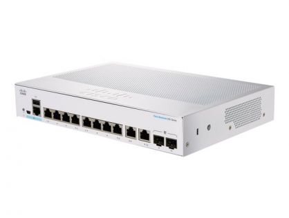 Cisco Business 350 Series 350-8T-E-2G - Switch - L3 - Managed - 8 x 10/100/1000 + 2 x combo Gigabit Ethernet/Gigabit SFP - rack-mountable