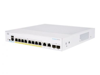 Cisco Business 350 Series 350-8FP-2G - Switch - L3 - Managed - 8 x 10/100/1000 (PoE+) + 2 x combo Gigabit Ethernet/Gigabit SFP - rack-mountable - PoE+ (120 W)