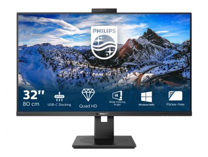 Philips P-line 326P1H - LED monitor - 32" (31.5" viewable) - 2560 x 1440 QHD @ 75 Hz - IPS - 350 cd/mï¿½ - 1000:1 - 4 ms - 2xHDMI, DisplayPort, USB-C - speakers - black texture