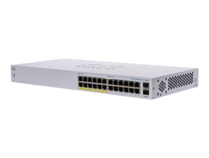 Cisco Business 110 Series 110-24PP - Switch - unmanaged - 12 x 10/100/1000 (PoE) + 12 x 10/100/1000 + 2 x combo Gigabit SFP - desktop, rack-mountable, wall-mountable - PoE (100 W)