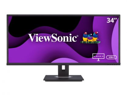 ViewSonic VG3456 - LED monitor - 34" (34.1" viewable) - 3440 x 1440 UWQHD @ 60 Hz - VA - 300 cd/mï¿½ - 3000:1 - 5 ms - 2xHDMI, DisplayPort, USB-C - speakers
