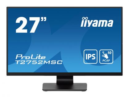 iiyama ProLite T2752MSC-B1 - LED monitor - 27" - touchscreen - 1920 x 1080 Full HD (1080p) @ 60 Hz - IPS - 400 cd/m² - 1000:1 - 5 ms - HDMI, DisplayPort - speakers - black, matte