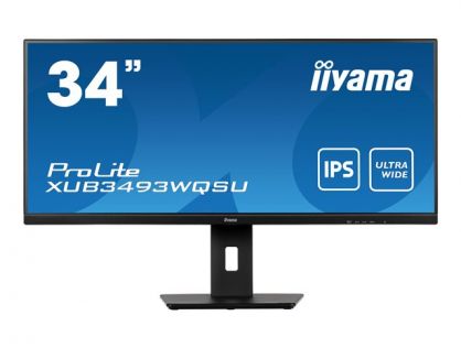 iiyama ProLite XUB3493WQSU-B5 - LED monitor - 34" - 3440 x 1440 UWQHD @ 75 Hz - ADS-IPS - 400 cd/m² - 1000:1 - 4 ms - 2xHDMI, DisplayPort - speakers - matte black