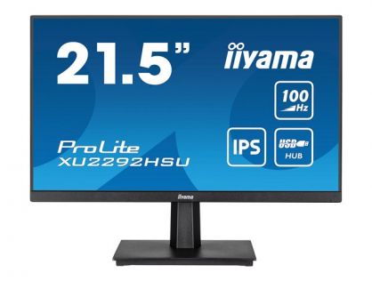 iiyama ProLite XU2292HSU-B6 - LED monitor - 22" (21.5" viewable) - 1920 x 1080 Full HD (1080p) @ 100 Hz - IPS - 250 cd/m² - 1000:1 - 0.4 ms - HDMI, DisplayPort - speakers - matte black