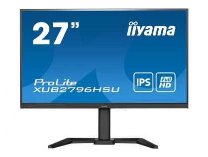 iiyama ProLite XUB2796QSU-B5 - LED monitor - 27" - 2560 x 1440 WQHD @ 75 Hz - IPS - 250 cd/mï¿½ - 1000:1 - 1 ms - HDMI, DisplayPort - speakers - matte black