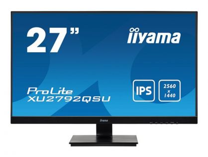 iiyama ProLite XU2792QSU-B1 - LED monitor - 27" - 2560 x 1440 QHD @ 70 Hz - IPS - 350 cd/m² - 1000:1 - 5 ms - HDMI, DVI, DisplayPort - speakers - black
