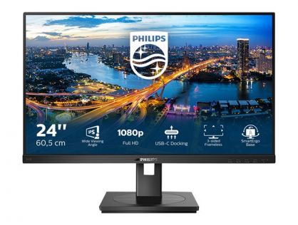 Philips B Line 243B1 - LED monitor - 24" (23.8" viewable) - 1920 x 1080 Full HD (1080p) @ 75 Hz - IPS - 250 cd/mï¿½ - 1000:1 - 4 ms - HDMI, DisplayPort, USB-C - speakers - black texture