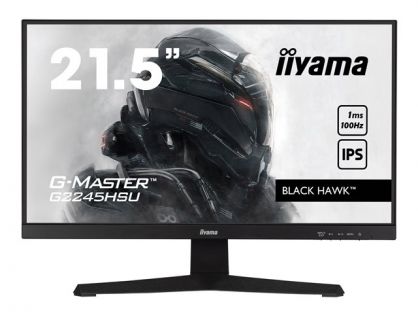 iiyama G-MASTER Black Hawk G2245HSU-B1 - LED monitor - 22" (21.5" viewable) - 1920 x 1080 Full HD (1080p) @ 100 Hz - IPS - 250 cd/m² - 1000:1 - 1 ms - HDMI, DisplayPort - speakers - matte black